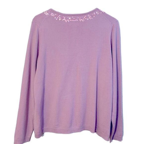 WORTHINGTON Sequence Bead Lavender Cardigan Faux Gem Buttons Women 1X. - Picture 2 of 12